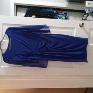 Connected Apparel NWT Dress with Sheer Sleeves Royal Blue Size 10  (1)